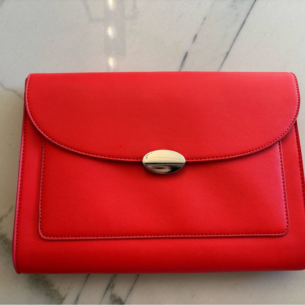 Jones Classic Red Clutch with Silver Hardware